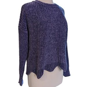 Nordstrom Elodie Women's Purple Chenille Oversized Crown Hem Cropped Sweater